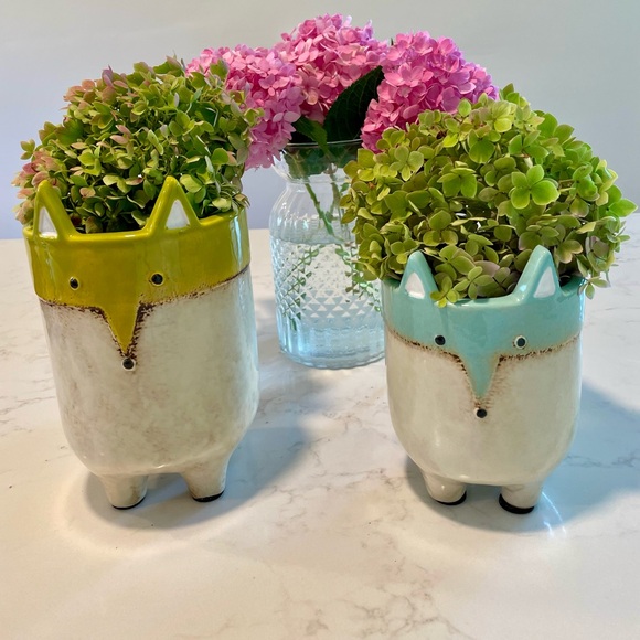 New The Fox Ceramic Succulent Mini Animal Planter Pot blue artistic 🪴 was $70 - Picture 5 of 10